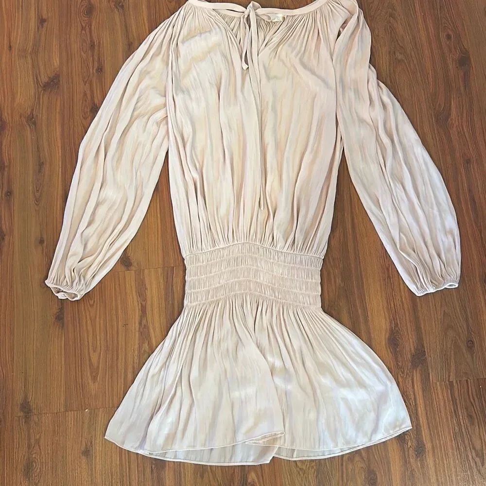 Ramy Brook New York blush pink long sleeve blousyโmini dress tunic top size smal